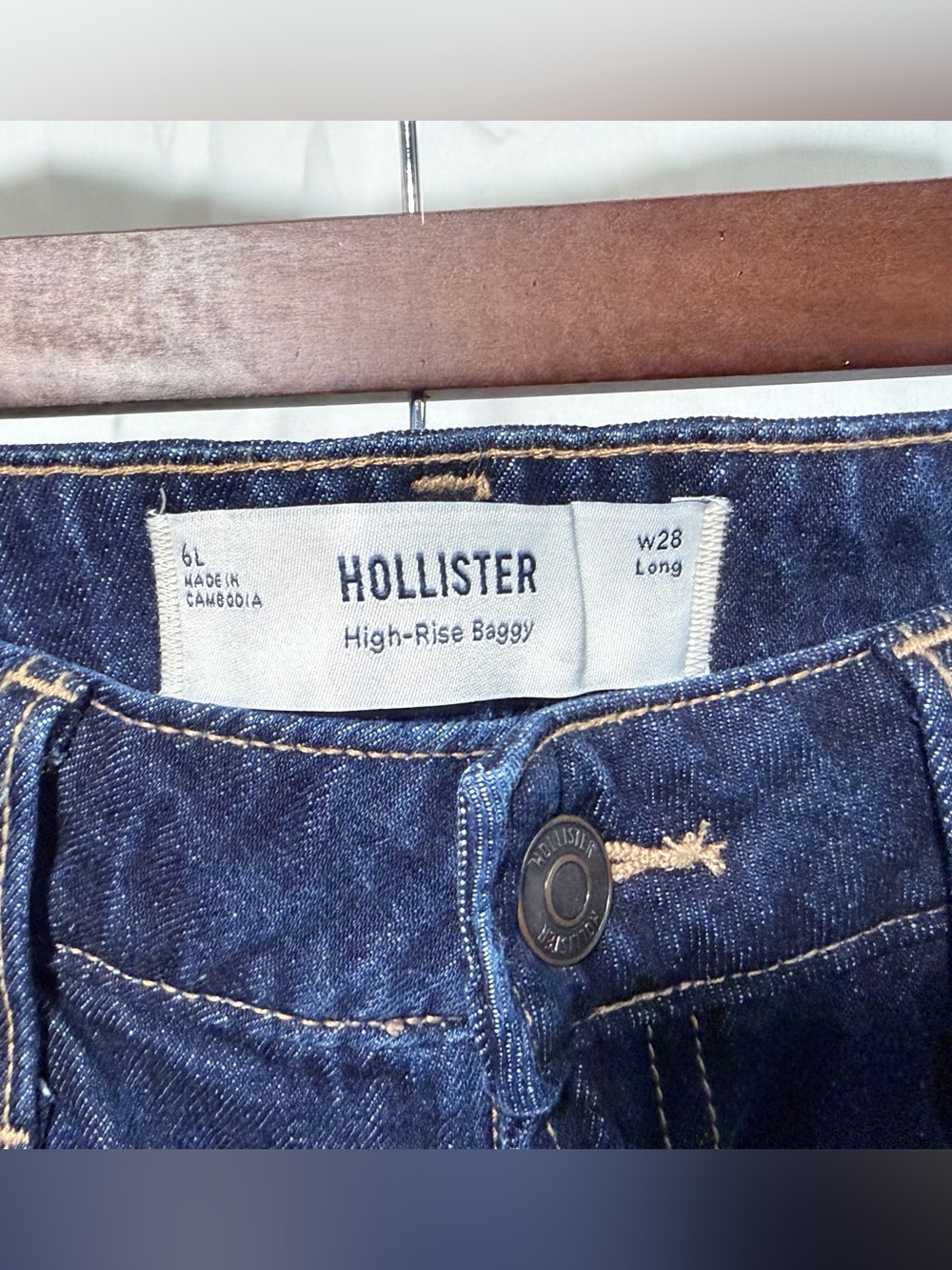 Hollister Dark Blue High-Rise Baggy Denim Pants 6 Long (w28 Long)